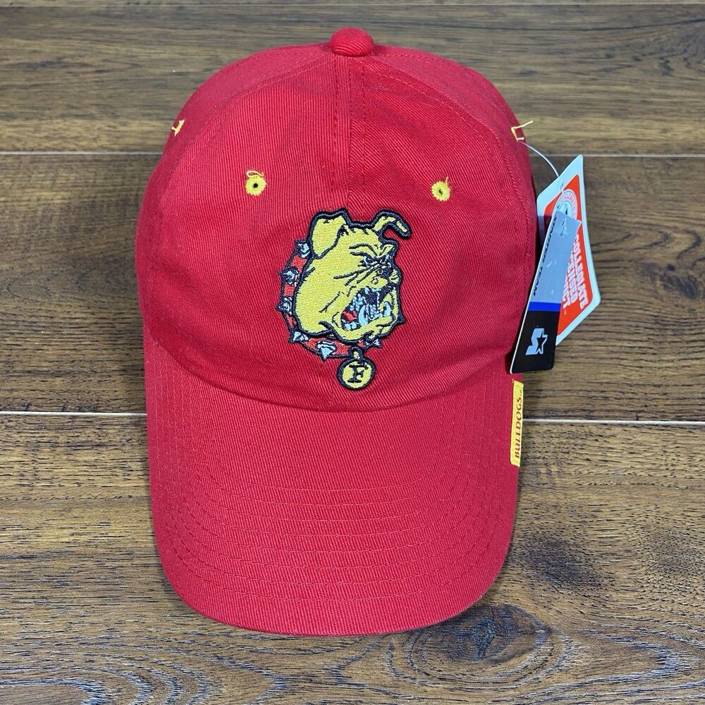 Vintage 90s Starter Ferris State Bulldogs Hat Cap NWT‎ Deadstock Red Strapback